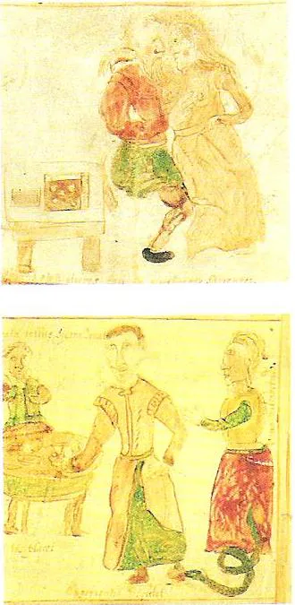 L’enlacement et le serpent : carte mêlée du Miroir du monde de Michel Le Nobletz, vers 1630