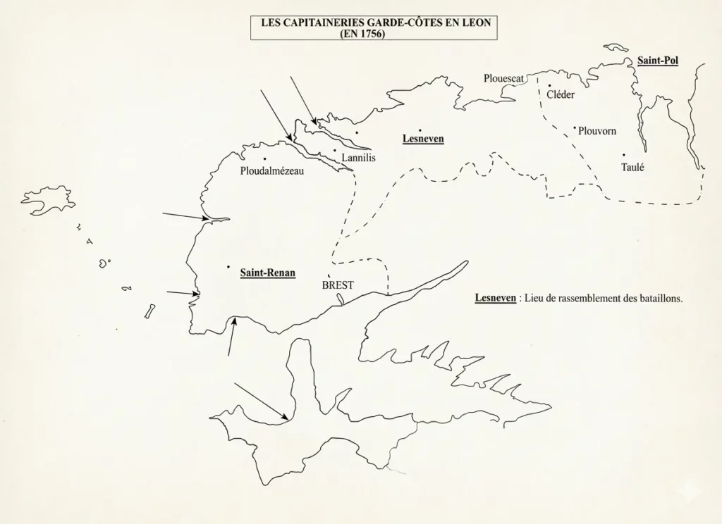 Les capitaineries gardes-côtes en Léon (1756)