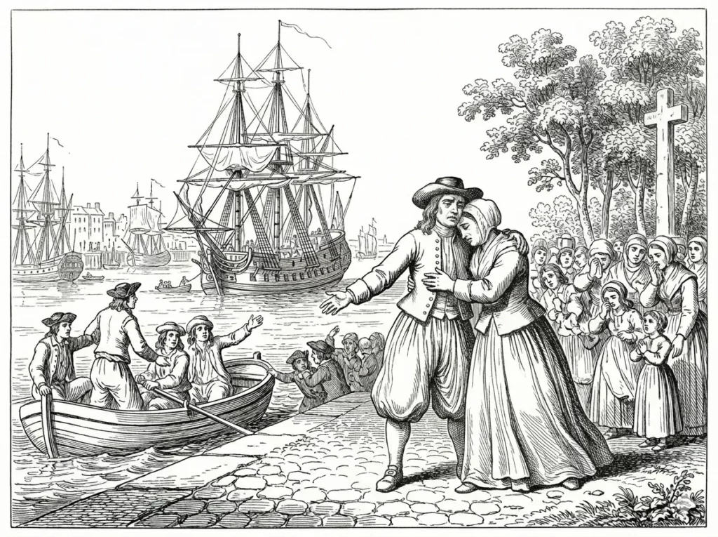 Gravure : départ pour la Royale