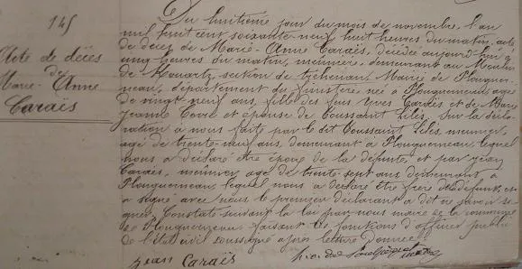 Acte de décès de Marie-Anne Caraes