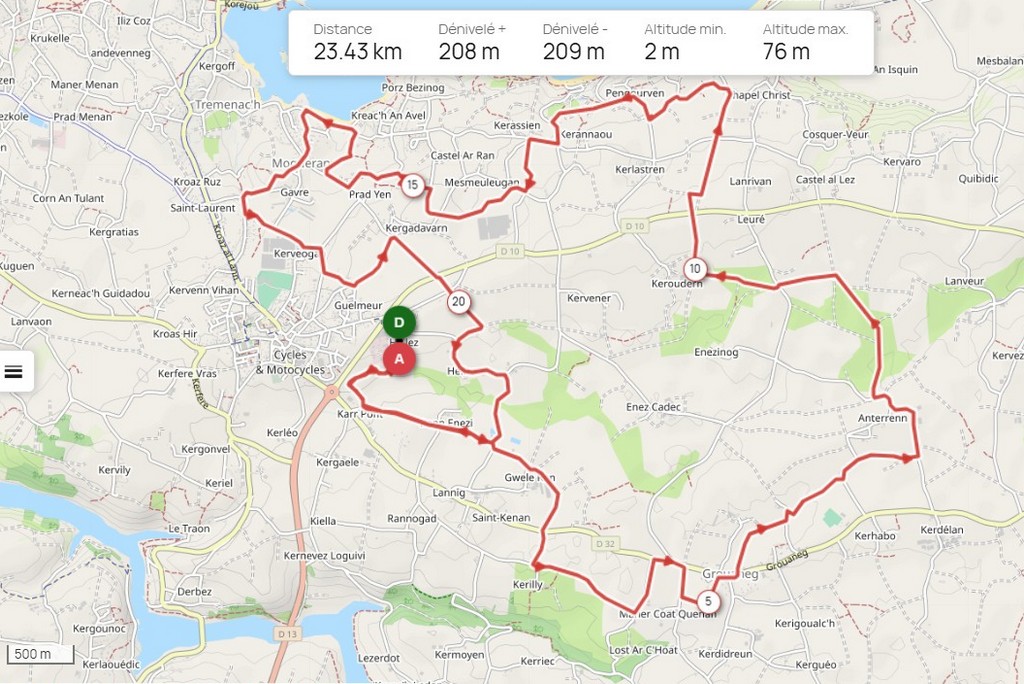 Circuit n°01 : Grande boucle Nord-Est entre Plouguerneau et Le Grouanec (23,5km)