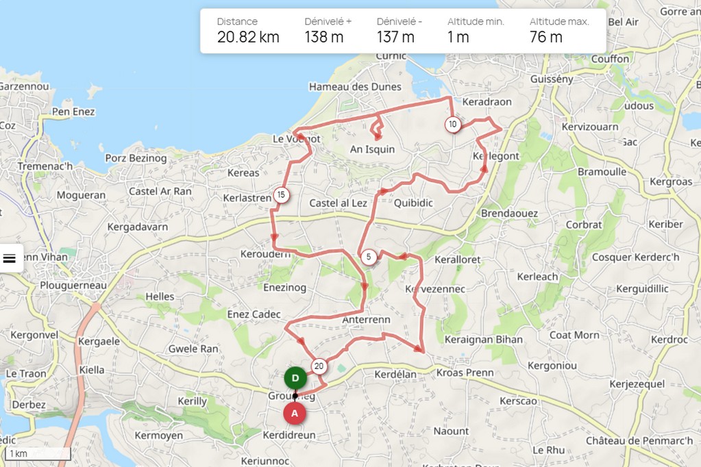 Circuit n°04 : Le Grouanec – Guisseny – Le Vougot – Le Grouanec (21 Km)